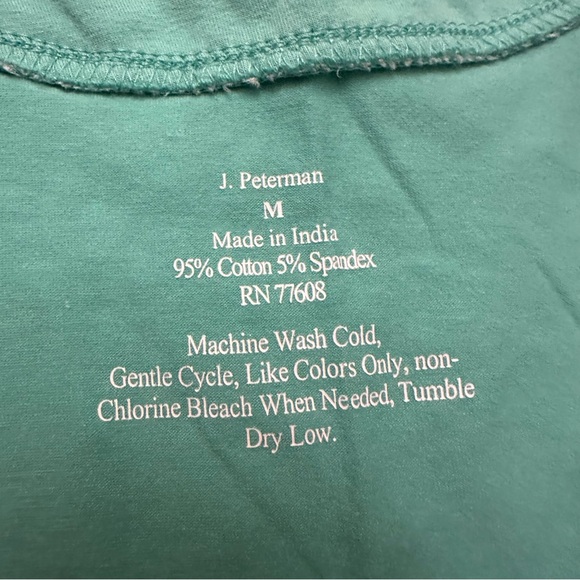 J Peterman Half Sleeve Turquoise Aqua Top Shirt - Picture 2 of 2